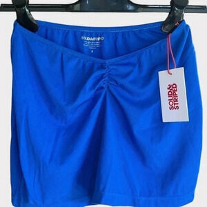 Solid & Striped The Lana Swim Skirt Crinkle Rib Blue Women's Size Small